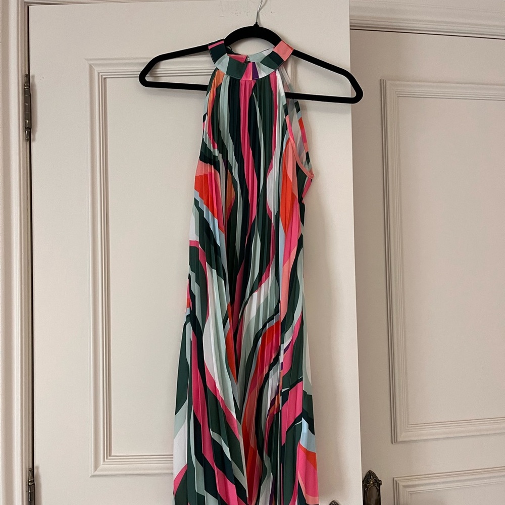 Multicolor Halter Neck Midi Dress